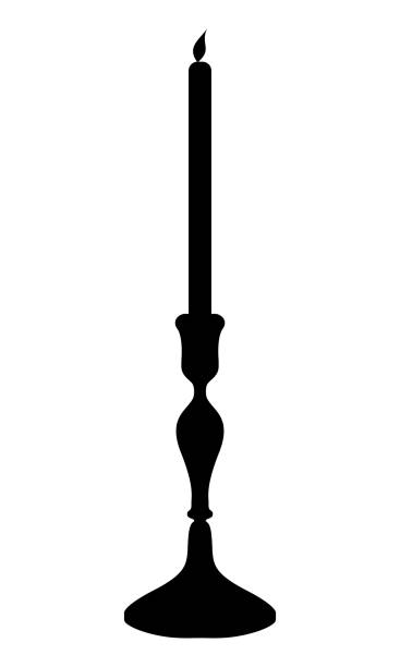 Candlestick With A Black Silhouette Candle In A Minimalist Style Stock  Illustration - Download Image Now - iStock