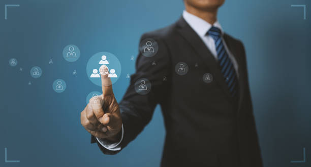 istock People are touching virtual screens to scan fingerprints, concepts, management, internet of things, automated operations, various storage systems. 1402336369