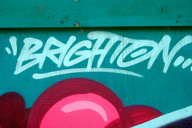 Brighton graffiti Groovy rendition of England's coolest city brighton england stock pictures, royalty-free photos & images