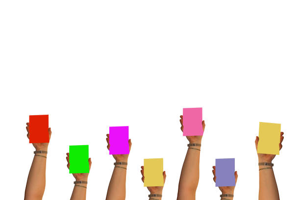 istock hands raised with colorful signs- 1402337623