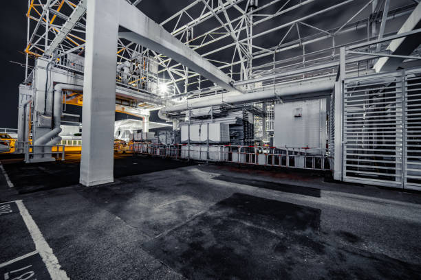 istock Empty brick platform with Hong Kong skyline in background at night 1402338926