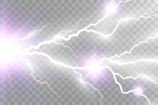 istock image of realistic lightning. Flash of thunder on a transparent background. 1402339267