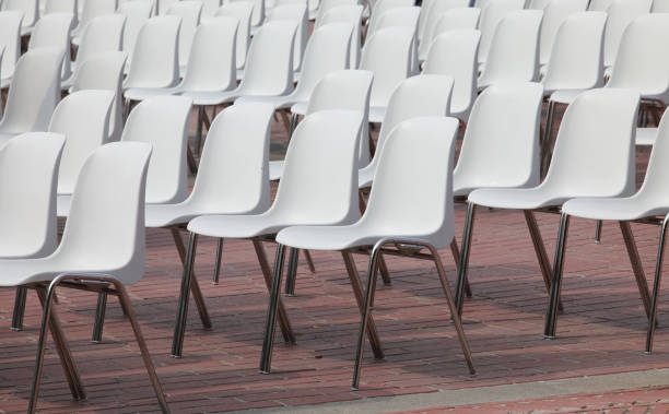 Close up white chair cover in the backside for simple and minimal background.