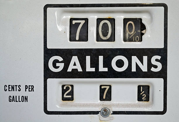 Gasoline Faceplate Close up of gasoline pump face plate indicating 27 cents per gallon Faceplate stock pictures, royalty-free photos & images
