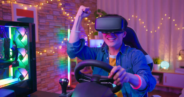 istock cybersport gamer play car racing 1402341148