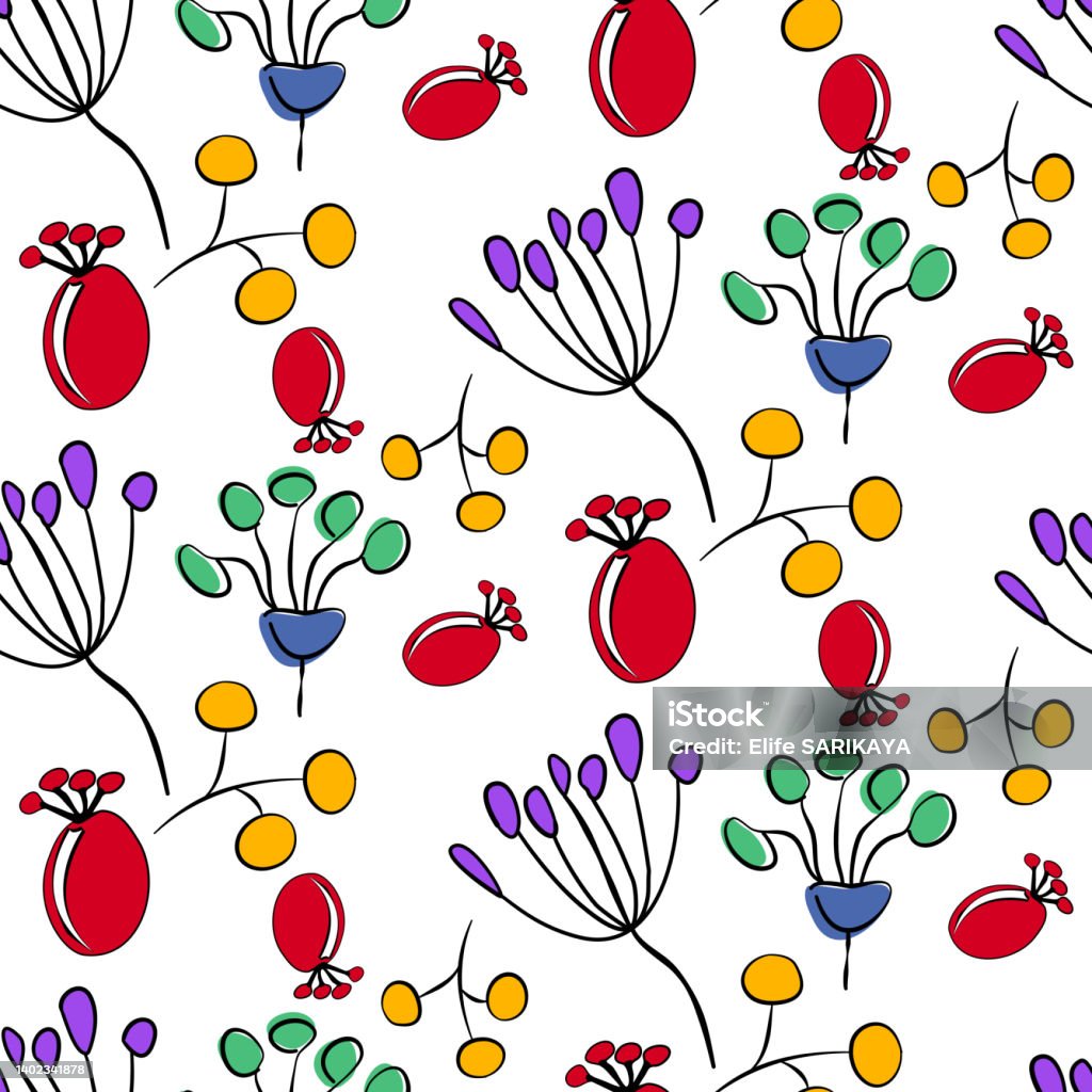 Seed Budding Pattern Vector Seamless Pattern With Seed Bud And Hackberry Stock Illustration ...