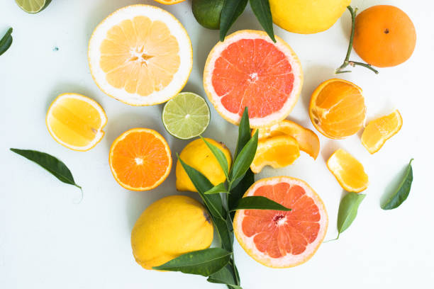 istock Fresh slices of different types of citrus: Orange, lime,lemon Grapefruit 1402344895