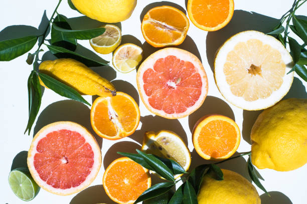 istock Fresh slices of different types of citrus: Orange, lime,lemon Grapefruit 1402344943