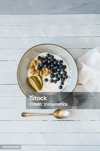 istock Granola with blueberries and pear 1402346163