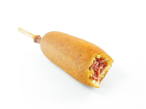 염분과 Corndog 데테일 스톡 사진