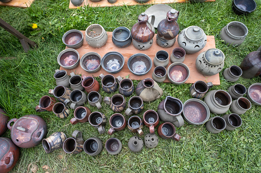 fired earthenware removed from the kiln. Mugs, pots, plates and everything else beautiful and useful. Latvian national cultural heritage.