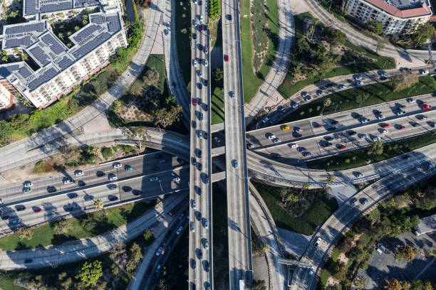 istock Downtown Los Angeles Four Level Freeway Interchange Aerial 1402352357