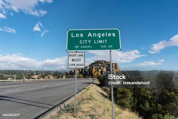 Los Angeles City Limit Sign On Topanga Canyon Blvd Stock Photo - Download Image Now - City Limit Sign, California, City