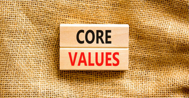 istock Core values symbol. Concept words Core values on wooden blocks on a beautiful canvas table canvas background. Business value and core values concept, copy space. 1402354398