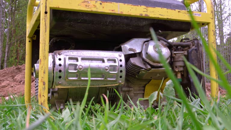 portable gasoline generator operating on a construction site