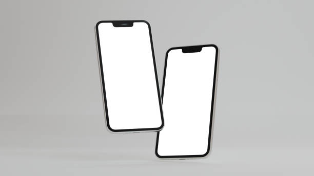 istock Smartphones mockup two phones with blank white screen 1402356920