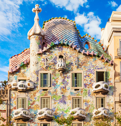 BARCELONA, SPAIN - OCTOBER 03, 2017: Casa Batllo is one of Antoni Gaudi masterpieces. Casa Batllo located in the center of Barcelona in Catalonia region of Spain