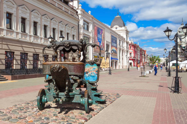 KAZAN, RUSSIA - JUNE 30, 2016: Bauman Street is a pedestrian street in the heart of Kazan, the capital of the Republic of Tatarstan, Russia.