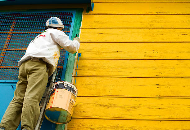 Painting houses in La boca stock photo