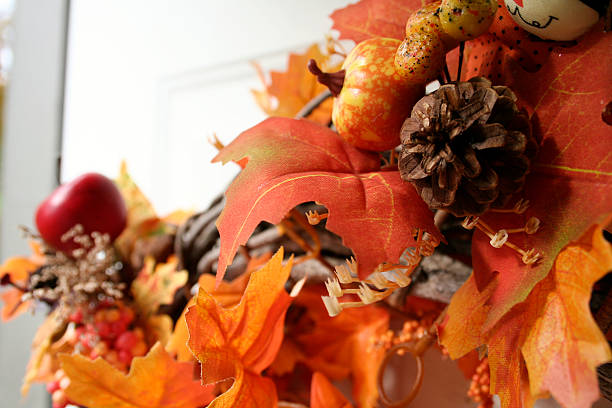 fall harvest wreath stock photo