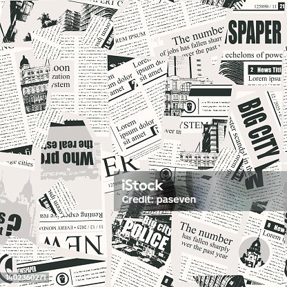 istock Seamless pattern with a collage of newspaper or magazine clippings 1402360271