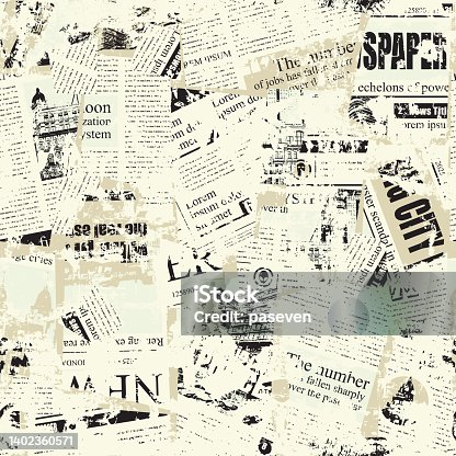 istock Abstract seamless pattern with illegible newspaper text 1402360571