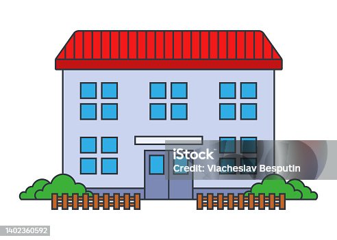 istock two-storey apartment building. cheap housing. flat vector illustration. 1402360592