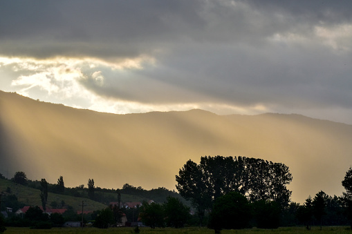The sun's rays fall on the village of Prolog near Livno