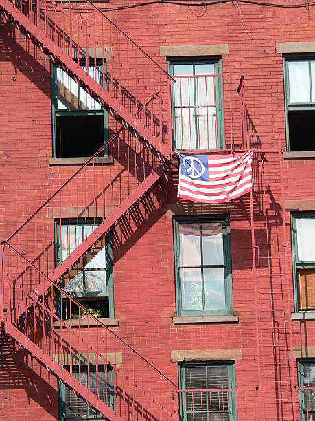 Peace flag exposition stock photo