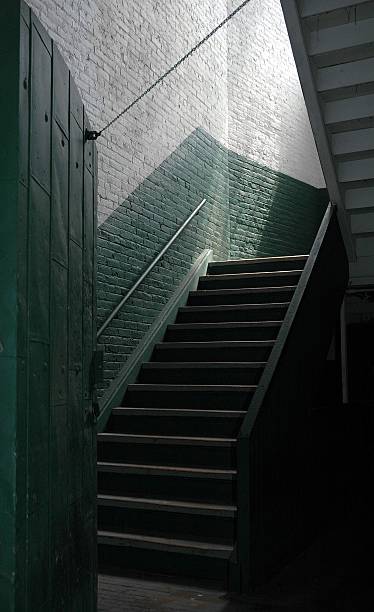 Green Stairwell stock photo