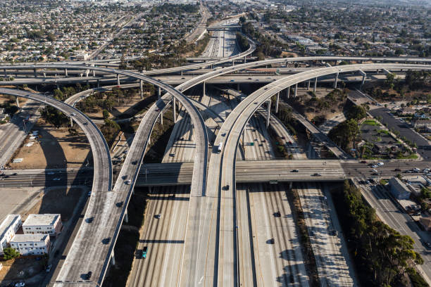 istock Los Angeles 110 and 105 Freeway Interchange Aerial 1402364951