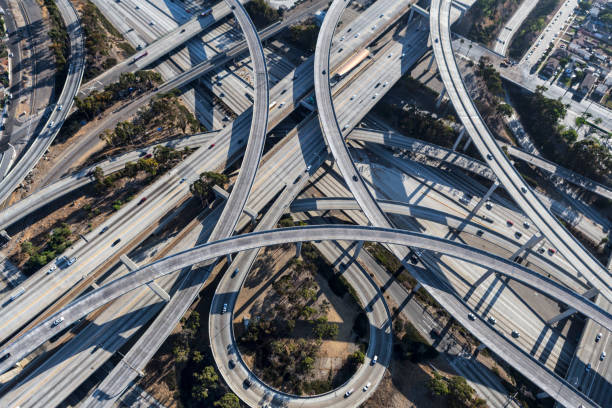 Freeway Aerial Los Angeles Ramps stock photo