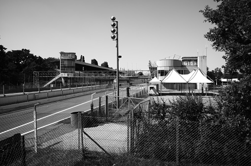 Monza, Italy - June 11, 2022: empty stands at the Monza racetrack