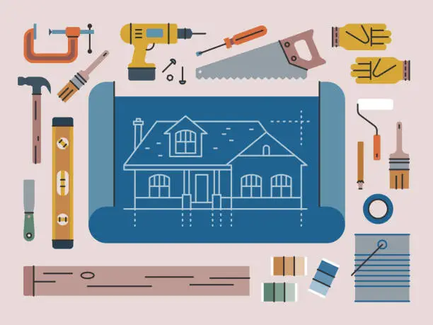 Vector illustration of Home Improvement & Tools — Brightline Series