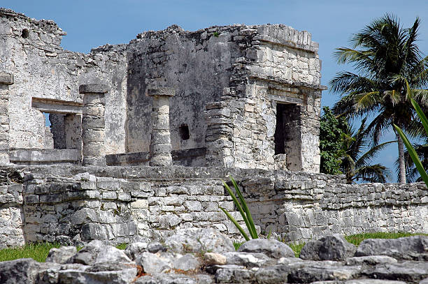 Ancient Mayan Building In Tulum, Mexico stock photo