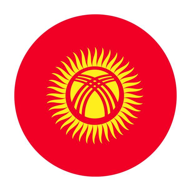 národní vlajka kyrgyzstánu - kyrgyzstán stock ilustrace