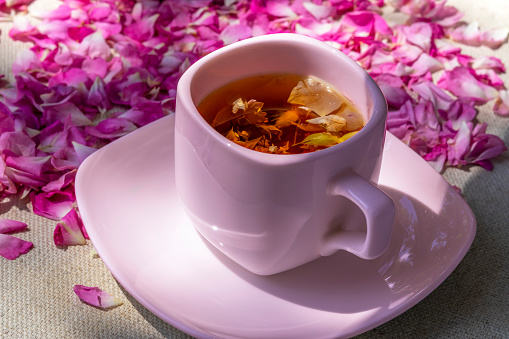 flower tea from rose petals