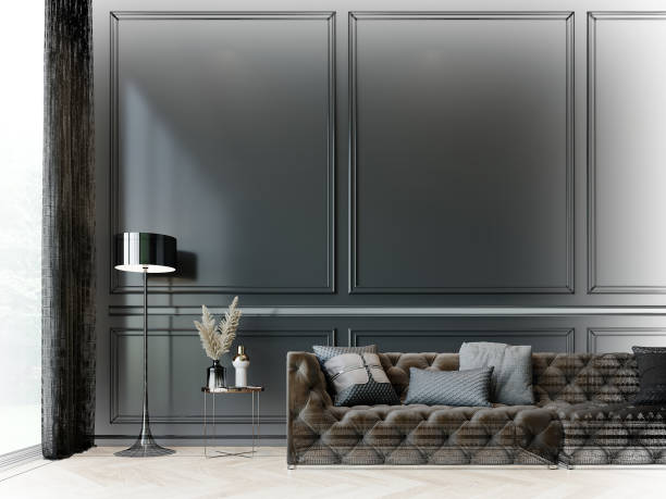 istock sketch design of luxury living room ,3d wireframe rendering 1402389616