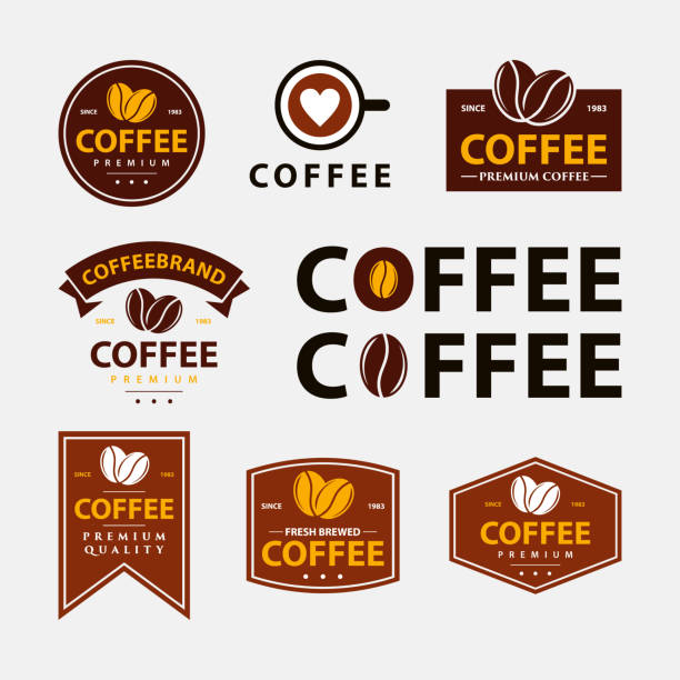 ilustrações, clipart, desenhos animados e ícones de conjunto de design de modelo de etiqueta de café estilo vintage - latté coffee coffee shop art