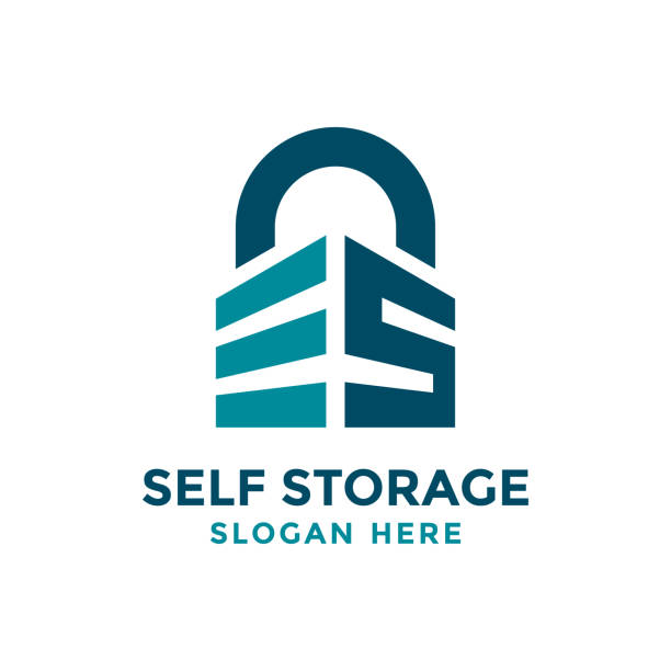 Letter S for self storage template design Letter S for self storage template design. Safe storage garage vector illustration. With concept of padlock and garage symbol combination. e letter stock illustrations