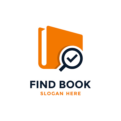 Find book template design. Book icon with magnifying glass combination. Review search symbol. Concept of analysing, correcting, evaluating, surveying, etc.