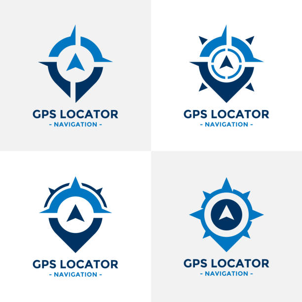 gps 로케이터 디자인 템플릿 세트 - compass exploration map globe stock illustrations