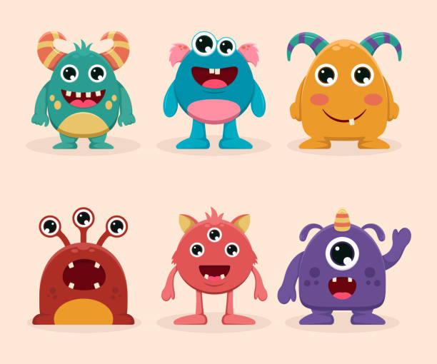 Cute Monster Cute Monster character set collection monster stock illustrations