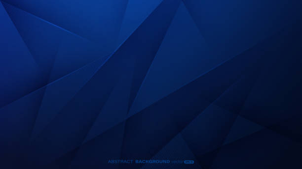 темно-синий абстрактный фон с треугольником, полосами линий и светлой композицией - background stock illustrations