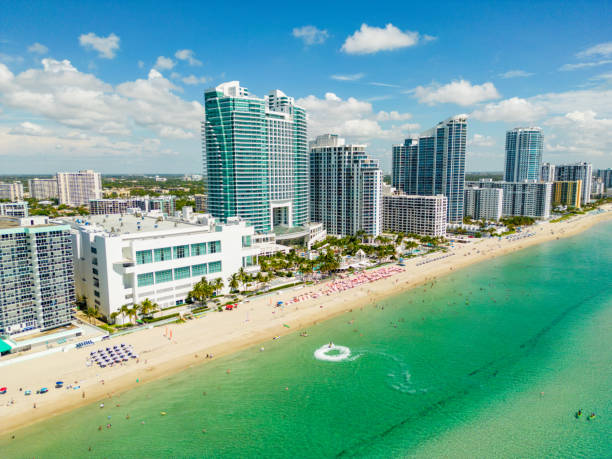 Aerial drone photo Hallandale Beach circa 2022 Aerial drone photo Hallandale Beach circa 2022 hollywood florida stock pictures, royalty-free photos & images