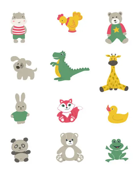 Vector illustration of Toys isolated on a white background. Toys for little children