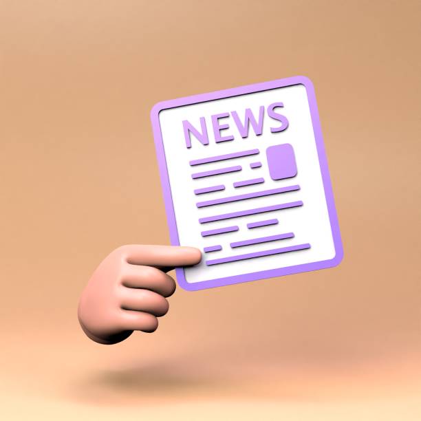 istock The hand is holding a newspaper. 3D render illustration. 1402402619