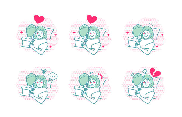 Embraces loving couple vector illustration set ( Emotional variations ) Embraces loving couple vector illustration set ( Emotional variations ) 欲望 stock illustrations