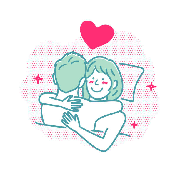 Embraces loving couple vector illustration | love, happiness Embraces loving couple vector illustration | love, happiness 欲望 stock illustrations