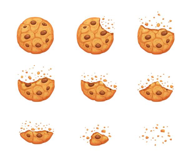 크럼블 비스킷 쿠키 애니메이션 스프라이트, 디저트 - crumb stock illustrations